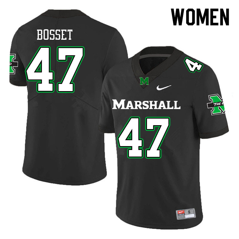 Women #47 Matthew Bosset Marshall Thundering Herd College Football Jerseys Sale-Black - Click Image to Close